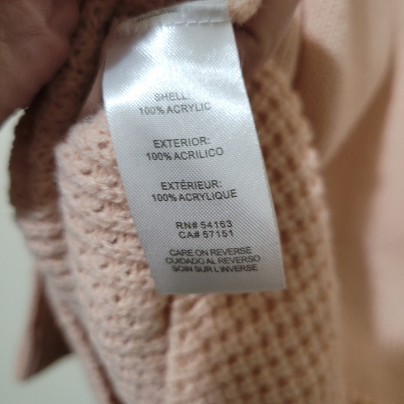 Calvin Klein Boho Pink Salmon Waffle Knit Oversized Cowl Neck Sweater Sz Medium - Picture 9 of 9